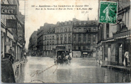 92 ASNIERES - Rues De La Station Et De Paris Pendant La Crue De 1910 - Asnieres Sur Seine