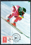 FRANCE FRANCIA 1990 OLYMPIC GAMES JEUX OLYMPIQUES ALBERTVILLE SKI DE VITESSE SPEED 2.30fr+20c MAXI MAXIMUM CARD CARTE - 1990-1999