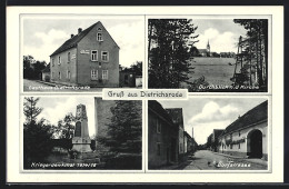 AK Dietrichsroda, Gasthaus, Kriegerdenkmal 1914 / 18, Dorfstrasse, Blick Zur Kirche  - Altri & Non Classificati
