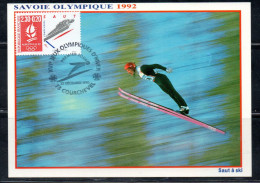 FRANCE FRANCIA 1990 OLYMPIC GAMES JEUX OLYMPIQUES ALBERTVILLE SKI SAUT JUMPING 2.30fr+20c MAXI MAXIMUM CARD CARTE - 1990-1999
