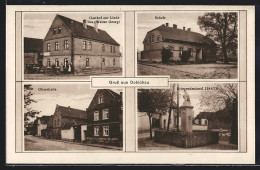 AK Dobichau, Gasthof Zur Linde, Schule, Kriegerdenkmal 1914-18  - Other & Unclassified