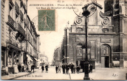 93 AUBERVILLIERS - La Place De La Mairie Et Rue Du Moutier  - Aubervilliers