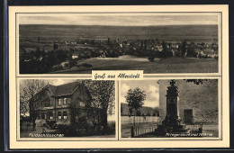 AK Allerstedt, Gasthaus Feldschlösschen Herbert Wolf, Kriegerdenkmal 1914-18, Teilansicht  - Other & Unclassified