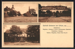 AK Erfurt, Schloss Gebesee, Brunnen, Kirche  - Erfurt