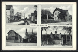 AK Monstab, Dorfstrasse, Schule U. Kirche, Gasthaus U. Materialwarenhdlg. Von E. Börngen  - Autres & Non Classés