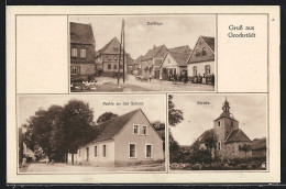 AK Grockstädt, Dorflage, Kirche, Schule  - Altri & Non Classificati