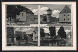 AK Jüdendorf, Gasthof Zum Blauen Stern, Denkmal-Platz Mit Turm  - Andere & Zonder Classificatie