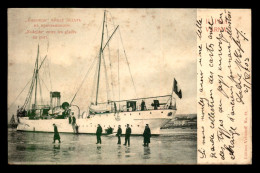 BULGARIE - VARNA - LE BATEAU NADEJDA ENTRE LES GLACES AU PORT - Bulgarije