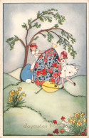 FETES - VOEUX - Joyeuses Pâques - Petites Filles - Œufs De Pâques - Animé - Colorisé - Carte Postale Ancienne - Pâques