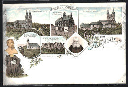 Lithographie Staffelstein, Rathaus, Vierzehnheiligen, Schloss Banz  - Staffelstein