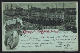 Lithographie Hamburg-St. Pauli, Ortsansicht Mit Concerthaus  - Mitte