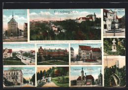 AK Eisenberg / S.-A., Stadtkirche, Kriegerdenkmal, Mohrenbrunnen, Marktplatz Mit Rathaus, Geyers Garten  - Eisenberg