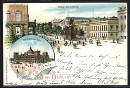 Lithographie Berlin, Unter Den Linden Mit Kaiser-Friedrich-III-Denkmal, Reichstagsgebäude  - Mitte