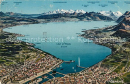 13150457 Genf GE Panoramakarte Bergkette Lac Leman  - Andere & Zonder Classificatie