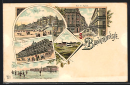 Lithographie Blankenberghe, Digue De Mer, Rue De L`Eglise, Hotel Du Kursaal  - Autres & Non Classés