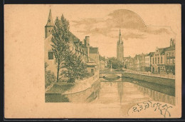 Lithographie Bruges, Quai Du Rosaire  - Autres & Non Classés