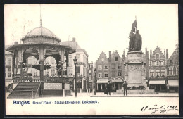 AK Bruges, Grand Place, Statue Breydel Et Deconinck  - Other & Unclassified