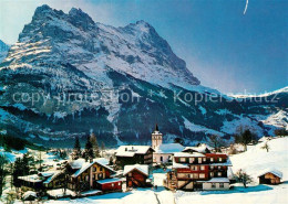13143807 Grindelwald Dorfpartie Mit Kirche Hoernli Eiger Winterpanorama Berner A - Autres & Non Classés