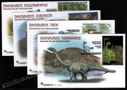 Spain FDC 2016 Yvert 4782-85, Prehistoric Fauna, Dinosaurs Full Set - FDC