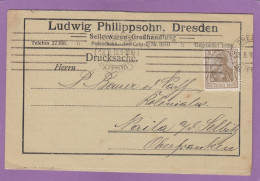 LUDWIG PHILIPPSOHN, DRESDEN, SEILERWARENGROSSHANDLUNG. DOPPELKARTE NACH NAILA A. D. SELBITZ,1918. - Covers & Documents