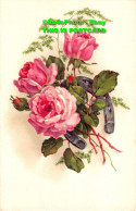 R355930 Pink Roses And Horseshoe. Postcard - World