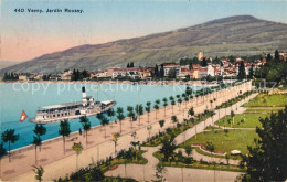 13113857 Vevey VD Jardin Roussy Lac Leman Genfersee Dampfer Vevey - Autres & Non Classés