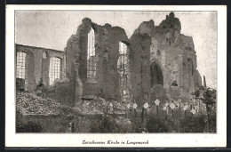 AK Langemarck, Zerschossene Kirche  - Sonstige & Ohne Zuordnung