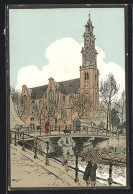 Künstler-AK A. Ost: Amsterdam, Prinsengracht Met Westerkerk  - Sonstige & Ohne Zuordnung