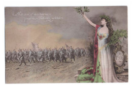 La Victoire Et Des Lauriers Pour Nos Vaillants Soldats - Marianne - 1916 - Soldats Français En Marche Vers La Guerre - Patriotic