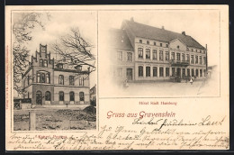 AK Gravenstein, Hotel Stadt Hamburg, Kaiserl. Postamt  - Danimarca