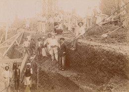 Photo Afrique Algérie Travaux Canalisation à Djelfa Souvenir Mission Géodésique Militaire Boulard Gentil - Oud (voor 1900)