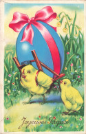 FETES - VOEUX - Joyeuses Pâques - Poussin Portant Un Cadeau - Carte Postale Ancienne - Pâques