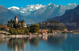 13061607 Brienz Brienzersee Mit Kirche Gwaechtenhorn Tierberge Und Benzlauistock - Sonstige & Ohne Zuordnung