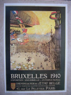 Avion / Airplane / Dirigeable / BRUXELLES 1910 / Exposition Universelle / Affichette / Format : 21X29,5cm - Zeppeline