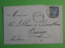 DO15 FRANCE LETTRE     1889  ST ETIENNE  A ORANGE  +SAGE  15C + AFF. INTERESSANT+ +++++ - 1877-1920: Semi-Moderne