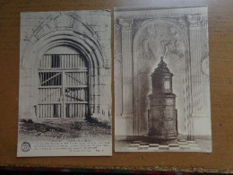 2 Cartes De Stavelot: Entrée De L'église Abbatiale Et Ancienne Abbaye Bénédictins De Stavelot --> Onbeschreven - Stavelot