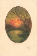 FANTAISIES - Coucher Du Soleil Vu De L'étang - Colorisé - Carte Postale Ancienne - Andere & Zonder Classificatie