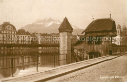 13009939 Luzern LU Holzbruecke Mit Pilatus Luzern - Autres & Non Classés