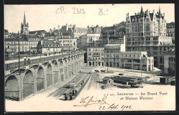 AK Lausanne, Le Grand Pont Et Maison Mercier  - Lausanne