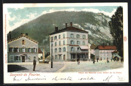 AK Fleurier, Place Du Marché Avec Hotel De La Poste  - Fleurier