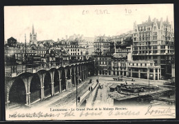 AK Lausanne, Le Grand Pont Et La Maison Mercier  - Lausanne