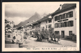 AK Gruyères, Rue Et Dt. De Broc, Ortspartie  - Gruyères