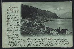 Mondschein-AK Montreux, Dent Du Midi, Ortsansicht Am Wasser  - Montreux