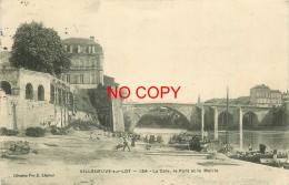 47 VILLENEUVE-SUR-LOT. Péniches à La Cale Avec Pont Et Mairie 1909 - Villeneuve Sur Lot