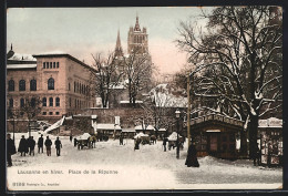 AK Lausanne, Place De La Riponne En Hiver  - Lausanne