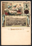 Lithographie Appenzell, Teilansicht, Reklame Für Cacao Suchard, Wappen  - Appenzell