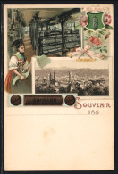 Lithographie St. Gallen, Ortsansicht, Blick In Eine Weberei, Reklame Für Suchard  - San Gallo