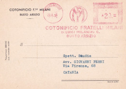 1956   Cartolina Con Affrancatura Meccanica Rossa EMA COTONIFICIO FRATELLI MILANI - Marcophilie