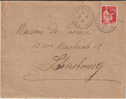 1936 - ALSACE - CACHET AMBULANT STRASBOURG à SAALES (IND 7) ENVELOPPE => STRASBOURG - Bahnpost