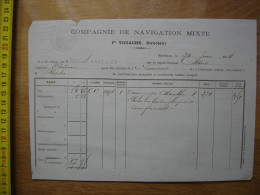 1874 Facture COMPAGNIE De NAVIGATION MIXTE Vapeur Cettois Cpte Blondeau ABSINTHE - Other & Unclassified